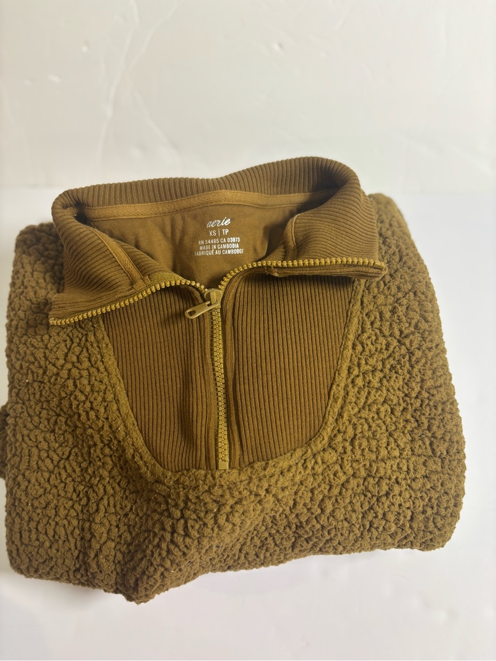 aerie Women's Sherpa Quarter-Zip Pullover in Olive